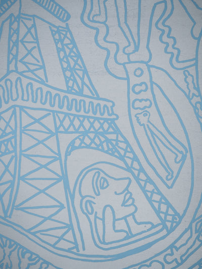 Yvon TAILLANDIER : Paris : La Tour Eiffel en argent sur bleu, Sérigraphie originale (photo de détail 4) - Crédit photo : Galerie Art.Paris