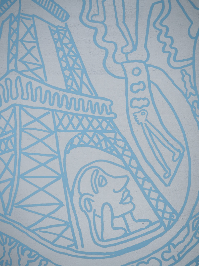 Yvon TAILLANDIER : Paris : La Tour Eiffel en argent sur bleu, Sérigraphie originale (photo de détail 4) - Crédit photo : Galerie Art.Paris