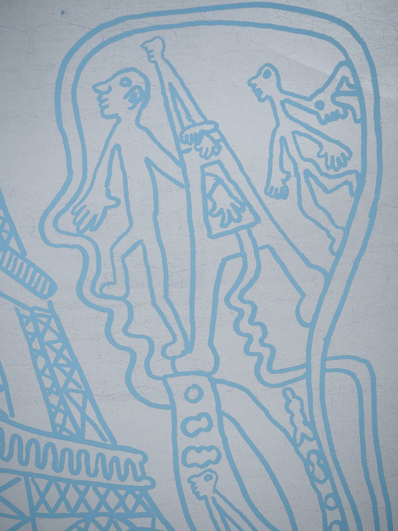 Yvon TAILLANDIER : Paris : La Tour Eiffel en argent sur bleu, Sérigraphie originale (photo de détail 5) - Crédit photo : Galerie Art.Paris