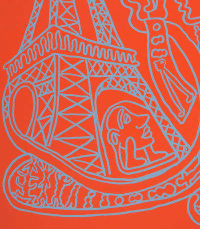 Yvon TAILLANDIER : Paris : La Tour Eiffel en rose sur bleu, Sérigraphie originale (photo de détail 3) - Crédit photo : Galerie Art.Paris