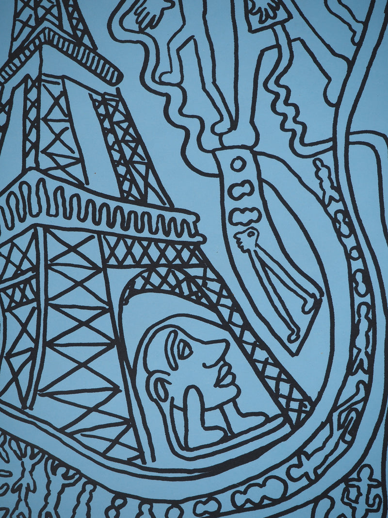 Yvon TAILLANDIER : Paris : La Tour Eiffel en noir sur bleu, Sérigraphie originale (photo de détail 7) - Crédit photo : Galerie Art.Paris