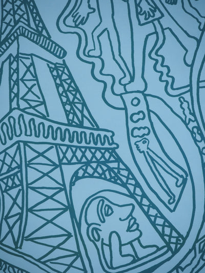 Yvon TAILLANDIER : Paris : La Tour Eiffel en vert sur bleu, Sérigraphie originale (photo de détail 7) - Crédit photo : Galerie Art.Paris