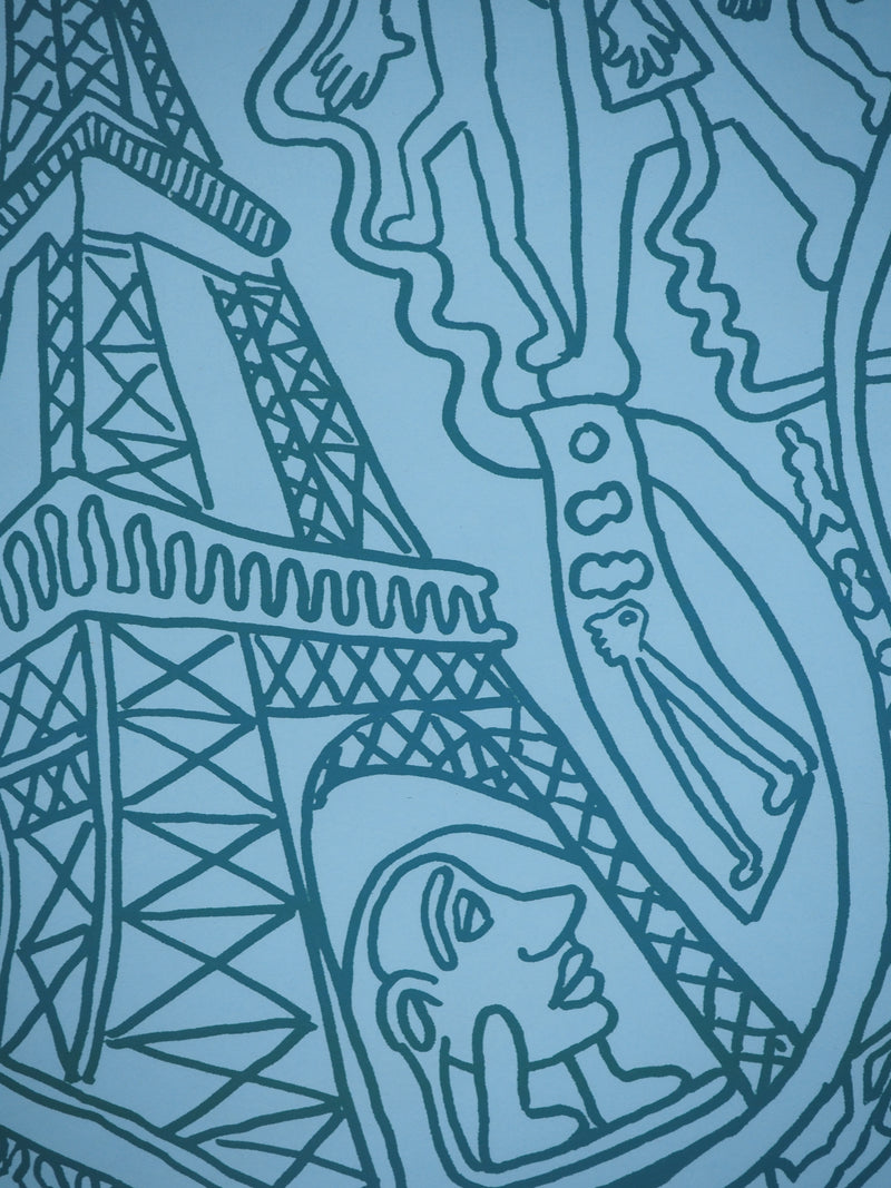 Yvon TAILLANDIER : Paris : La Tour Eiffel en vert sur bleu, Sérigraphie originale (photo de détail 7) - Crédit photo : Galerie Art.Paris