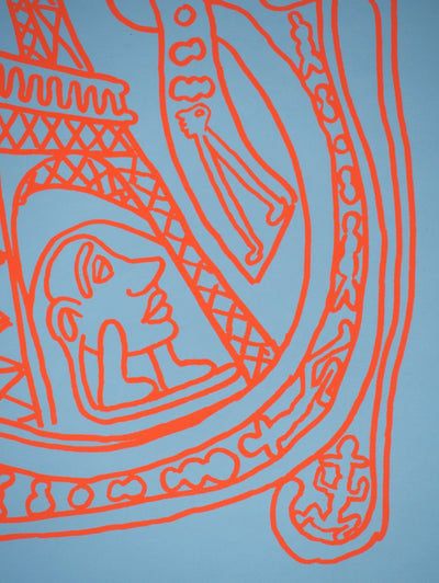 Yvon TAILLANDIER : Paris : La Tour Eiffel en rouge sur bleu, Sérigraphie originale (photo de détail 7) - Crédit photo : Galerie Art.Paris