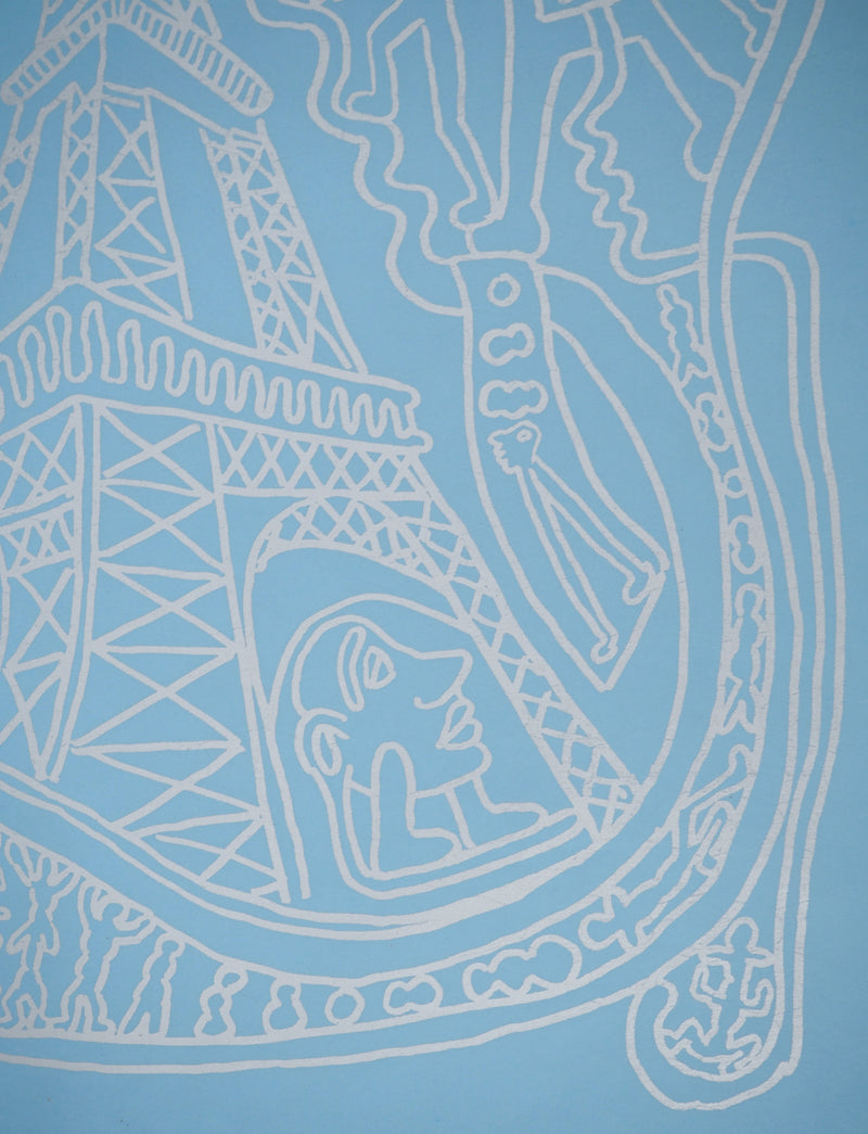 Yvon TAILLANDIER : Paris : La Tour Eiffel en argent sur bleu, Sérigraphie originale (photo de détail 3) - Crédit photo : Galerie Art.Paris