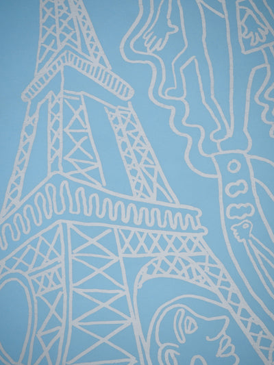 Yvon TAILLANDIER : Paris : La Tour Eiffel en argent sur bleu, Sérigraphie originale (photo de détail 6) - Crédit photo : Galerie Art.Paris