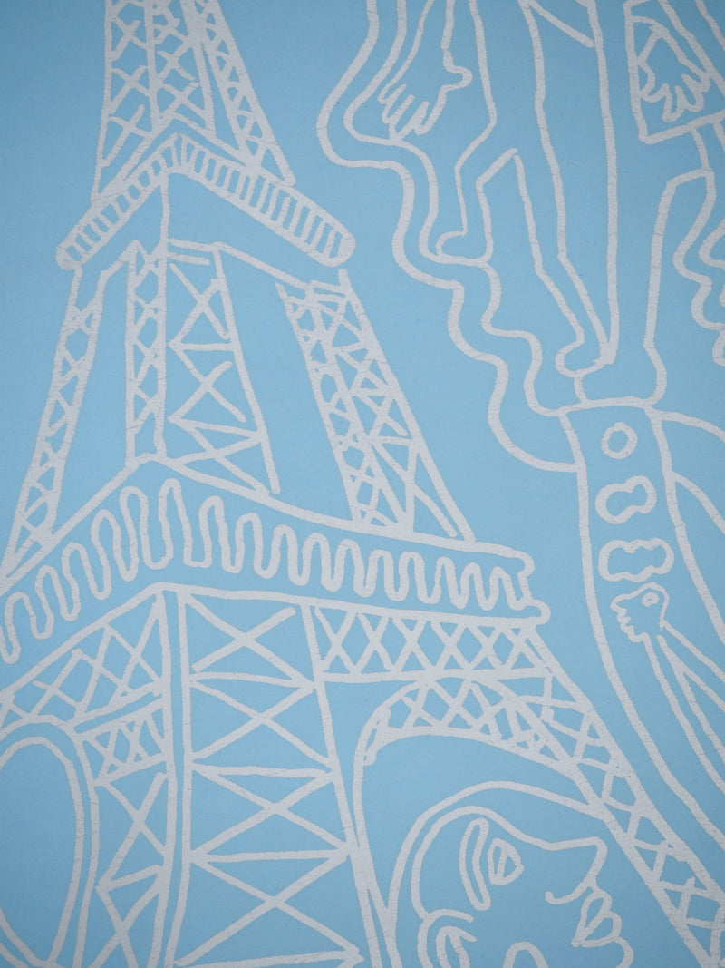 Yvon TAILLANDIER : Paris : La Tour Eiffel en argent sur bleu, Sérigraphie originale (photo de détail 6) - Crédit photo : Galerie Art.Paris