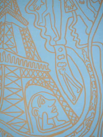 Yvon TAILLANDIER : Paris : La Tour Eiffel en doré sur bleu, Sérigraphie originale (photo de détail 5) - Crédit photo : Galerie Art.Paris