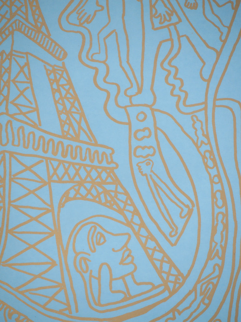 Yvon TAILLANDIER : Paris : La Tour Eiffel en doré sur bleu, Sérigraphie originale (photo de détail 5) - Crédit photo : Galerie Art.Paris