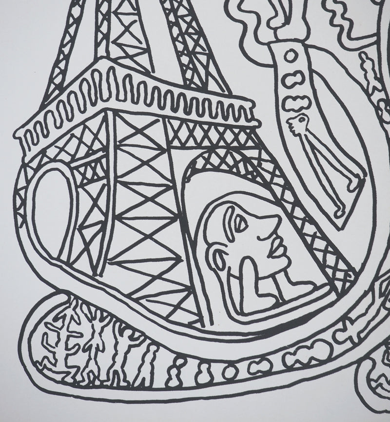 Yvon TAILLANDIER : Paris : La Tour Eiffel en noir sur crème, Sérigraphie originale (photo de détail 3) - Crédit photo : Galerie Art.Paris