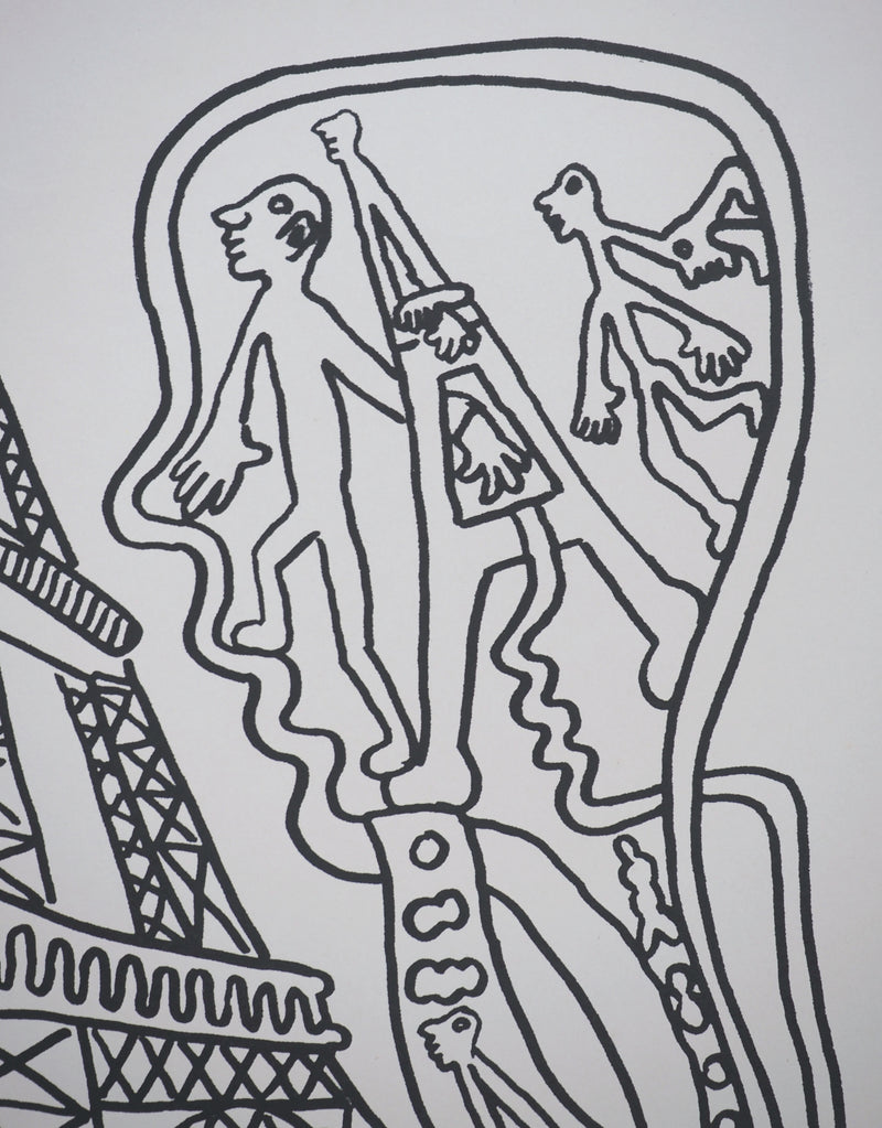 Yvon TAILLANDIER : Paris : La Tour Eiffel en noir sur crème, Sérigraphie originale (photo de détail 4) - Crédit photo : Galerie Art.Paris