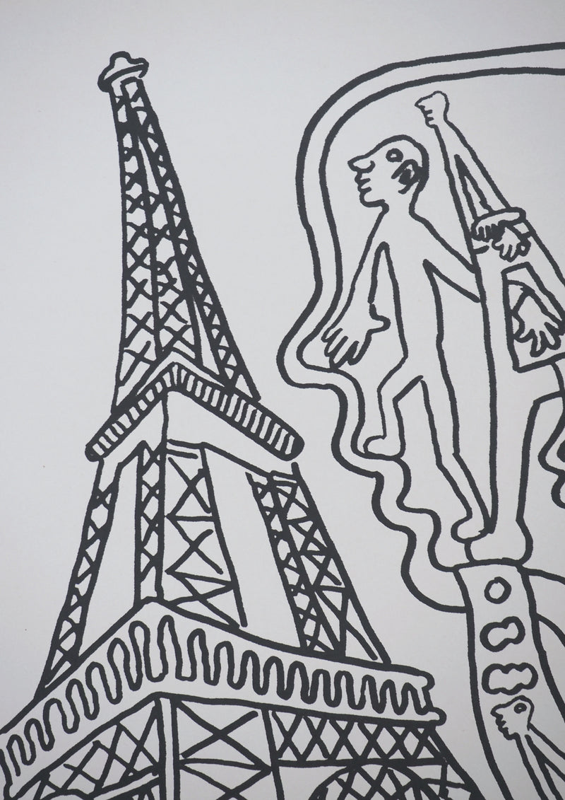Yvon TAILLANDIER : Paris : La Tour Eiffel en noir sur crème, Sérigraphie originale (photo de détail 5) - Crédit photo : Galerie Art.Paris