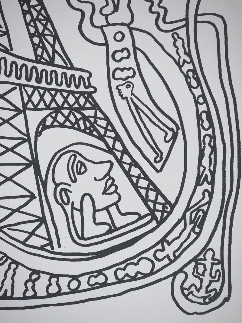 Yvon TAILLANDIER : Paris : La Tour Eiffel en noir sur crème, Sérigraphie originale (photo de détail 6) - Crédit photo : Galerie Art.Paris