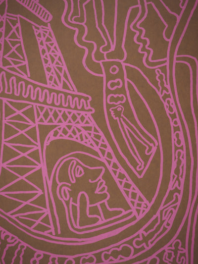 Yvon TAILLANDIER : Paris : La Tour Eiffel en rose sur marron, Sérigraphie originale (photo de détail 5) - Crédit photo : Galerie Art.Paris