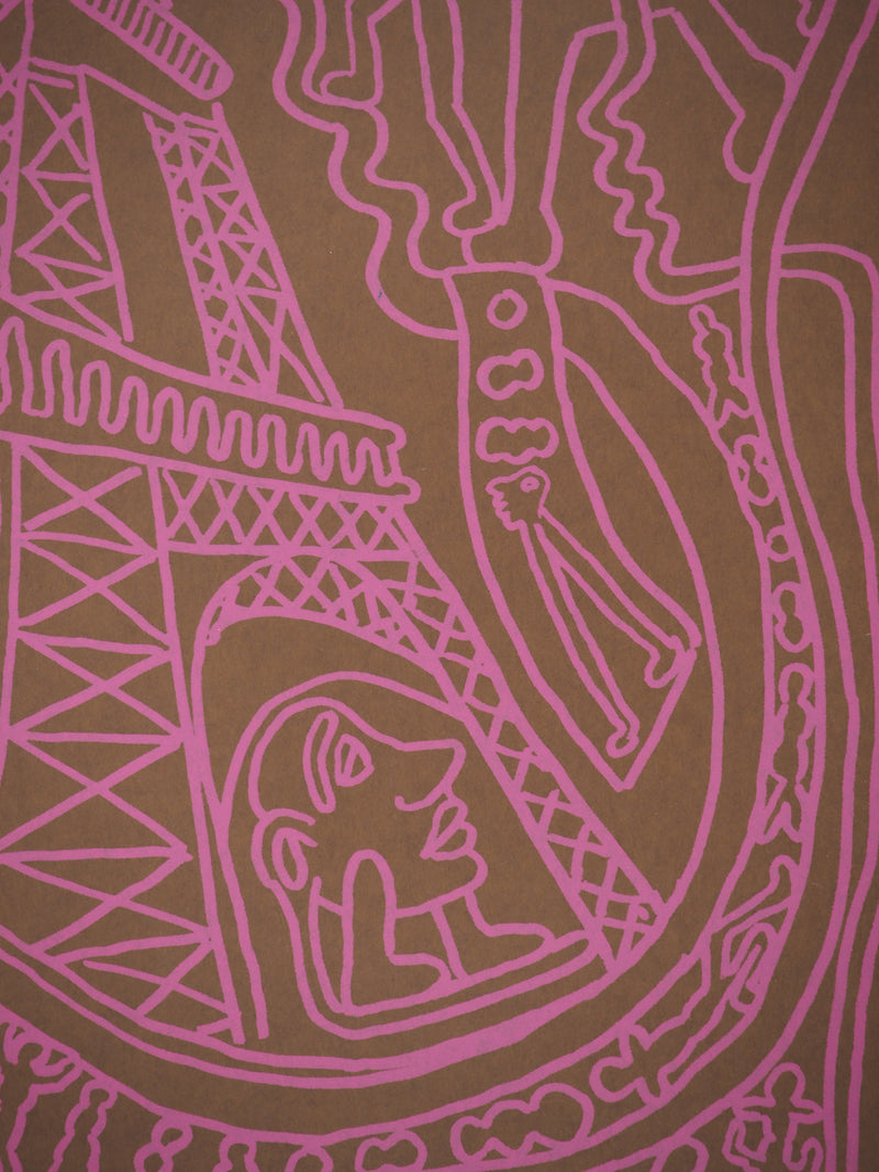 Yvon TAILLANDIER : Paris : La Tour Eiffel en rose sur marron, Sérigraphie originale (photo de détail 5) - Crédit photo : Galerie Art.Paris