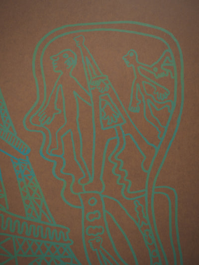 Yvon TAILLANDIER : Paris : La Tour Eiffel en vert sur marron, Sérigraphie originale (photo de détail 5) - Crédit photo : Galerie Art.Paris