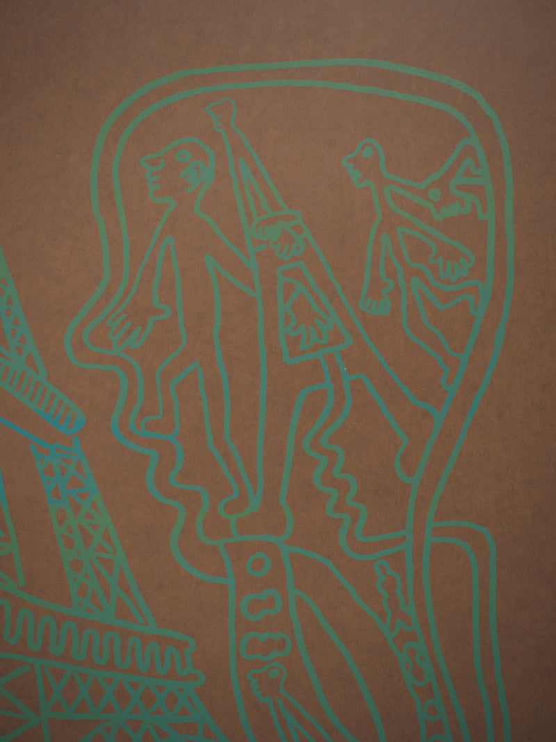 Yvon TAILLANDIER : Paris : La Tour Eiffel en vert sur marron, Sérigraphie originale (photo de détail 5) - Crédit photo : Galerie Art.Paris