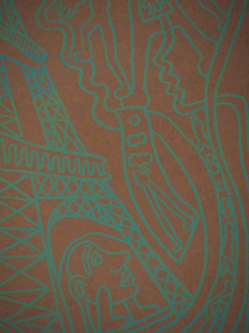 Yvon TAILLANDIER : Paris : La Tour Eiffel en vert sur marron, Sérigraphie originale (photo de détail 6) - Crédit photo : Galerie Art.Paris