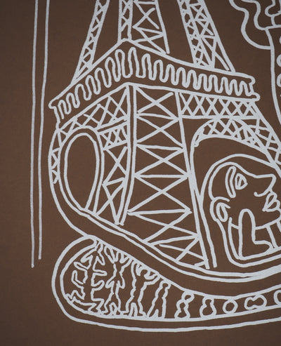 Yvon TAILLANDIER : Paris : La Tour Eiffel en argent sur marron, Sérigraphie originale (photo de détail 4) - Crédit photo : Galerie Art.Paris