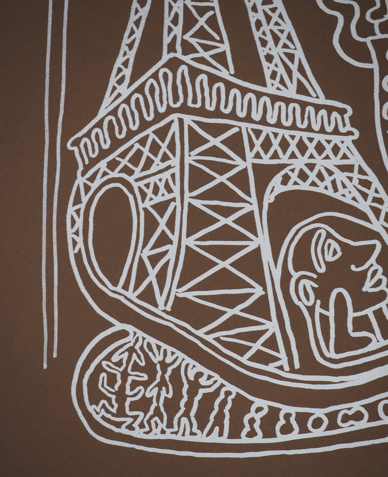 Yvon TAILLANDIER : Paris : La Tour Eiffel en argent sur marron, Sérigraphie originale (photo de détail 4) - Crédit photo : Galerie Art.Paris