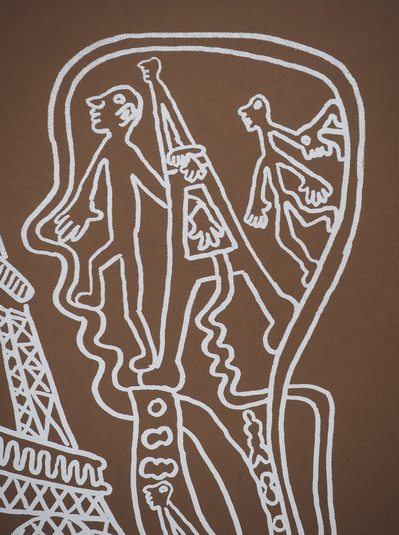 Yvon TAILLANDIER : Paris : La Tour Eiffel en argent sur marron, Sérigraphie originale (photo de détail 6) - Crédit photo : Galerie Art.Paris