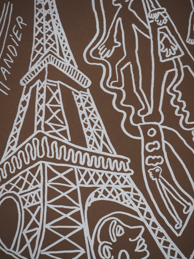 Yvon TAILLANDIER : Paris : La Tour Eiffel en argent sur marron, Sérigraphie originale (photo de détail 7) - Crédit photo : Galerie Art.Paris
