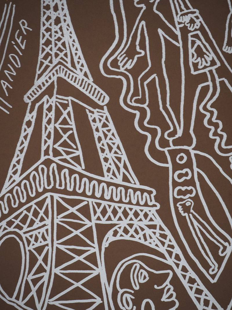 Yvon TAILLANDIER : Paris : La Tour Eiffel en argent sur marron, Sérigraphie originale (photo de détail 7) - Crédit photo : Galerie Art.Paris