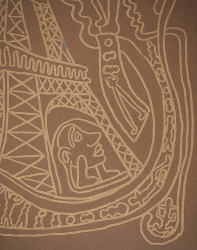 Yvon TAILLANDIER : Paris : La Tour Eiffel en doré sur marron, Sérigraphie originale (photo de détail 4) - Crédit photo : Galerie Art.Paris