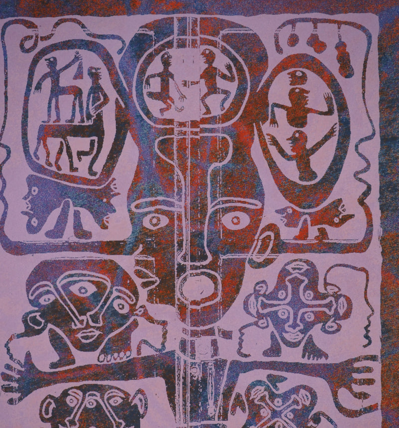Yvon TAILLANDIER : Totem intérieur coloré rouge, Sérigraphie originale (photo de détail 4) - Crédit photo : Galerie Art.Paris