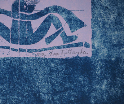 Yvon TAILLANDIER : Totem intérieur coloré bleu, Sérigraphie originale (photo de détail 3) - Crédit photo : Galerie Art.Paris