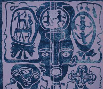 Yvon TAILLANDIER : Totem intérieur coloré bleu, Sérigraphie originale (photo de détail 4) - Crédit photo : Galerie Art.Paris