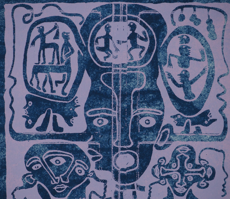 Yvon TAILLANDIER : Totem intérieur coloré bleu, Sérigraphie originale (photo de détail 4) - Crédit photo : Galerie Art.Paris