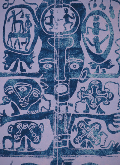 Yvon TAILLANDIER : Totem intérieur coloré bleu, Sérigraphie originale (photo de détail 5) - Crédit photo : Galerie Art.Paris
