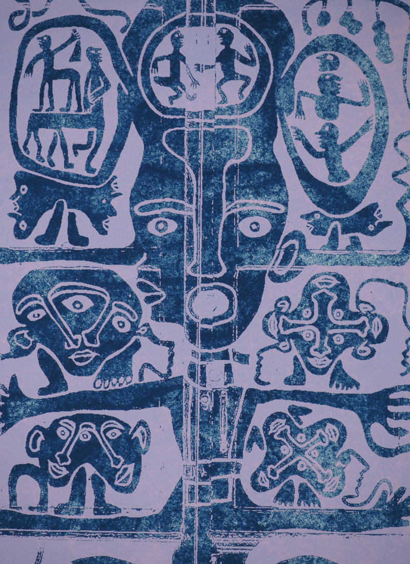 Yvon TAILLANDIER : Totem intérieur coloré bleu, Sérigraphie originale (photo de détail 5) - Crédit photo : Galerie Art.Paris