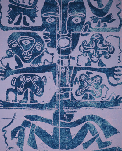 Yvon TAILLANDIER : Totem intérieur coloré bleu, Sérigraphie originale (photo de détail 6) - Crédit photo : Galerie Art.Paris
