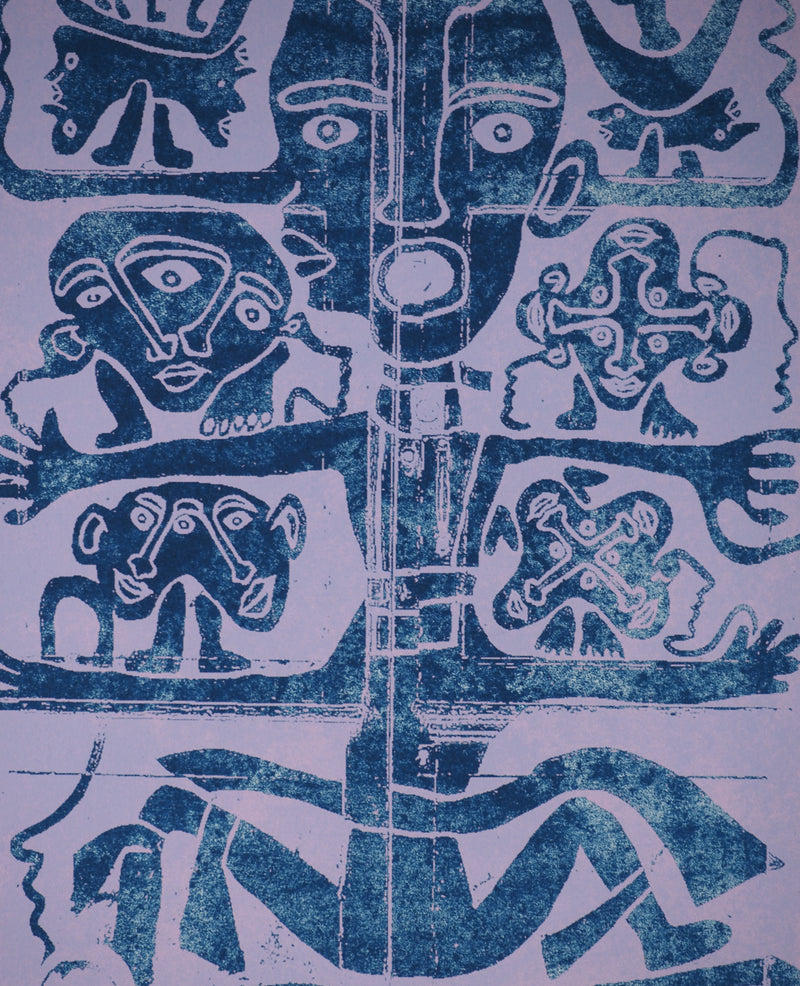Yvon TAILLANDIER : Totem intérieur coloré bleu, Sérigraphie originale (photo de détail 6) - Crédit photo : Galerie Art.Paris