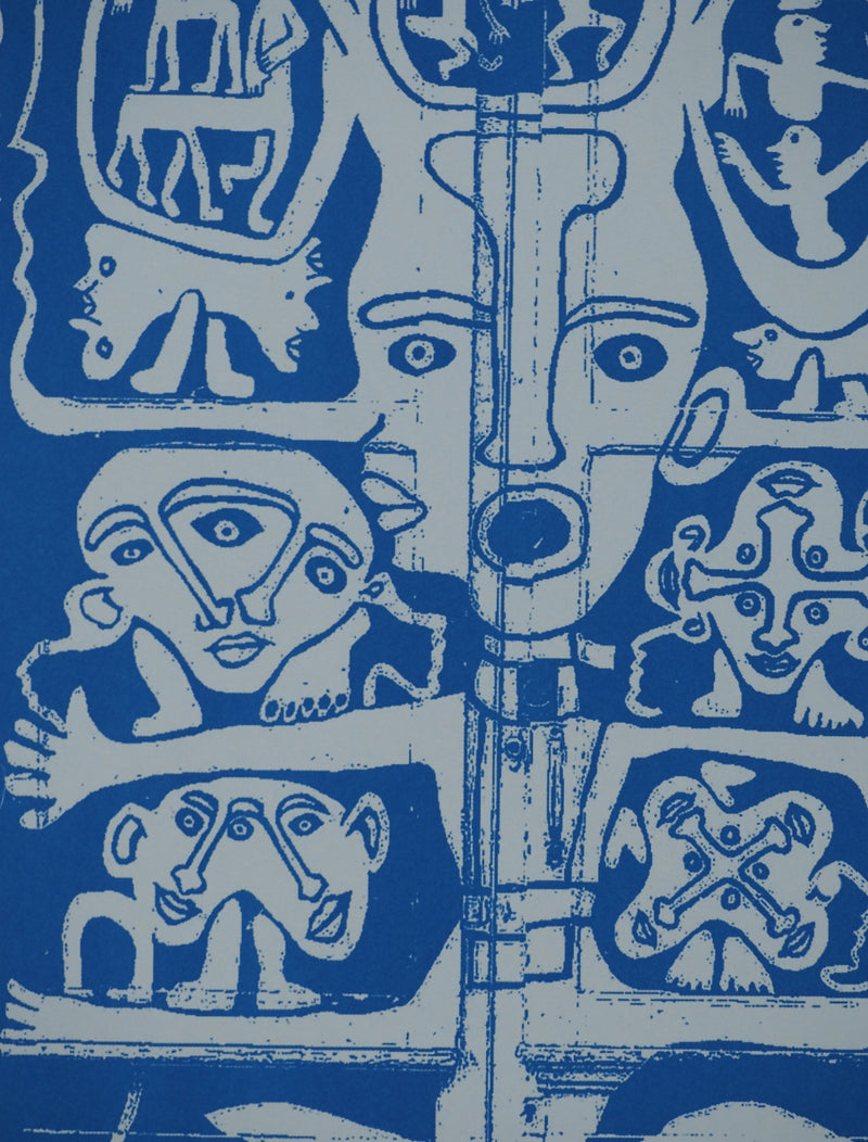 Yvon TAILLANDIER : Totem intérieur en bleu sur bleu, Sérigraphie originale (photo de détail 6) - Crédit photo : Galerie Art.Paris