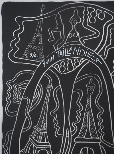 Yvon TAILLANDIER : La parisienne en noir sur rhodoïd, Sérigraphie originale (photo de détail 4) - Crédit photo : Galerie Art.Paris