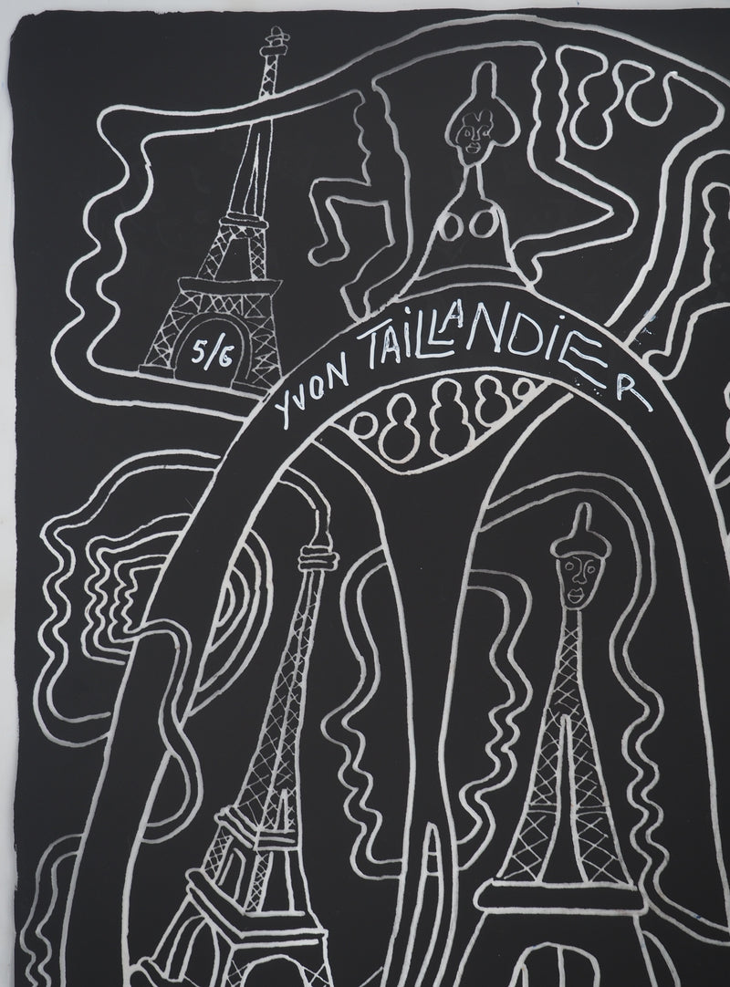 Yvon TAILLANDIER : La parisienne en noir sur rhodoïd, Sérigraphie originale (photo de détail 4) - Crédit photo : Galerie Art.Paris