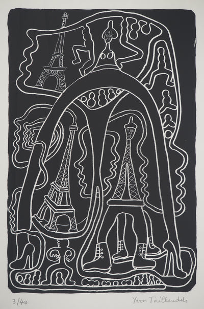 Yvon TAILLANDIER : La parisienne en noir sur blanc, Sérigraphie originale (photo de détail 2) - Crédit photo : Galerie Art.Paris