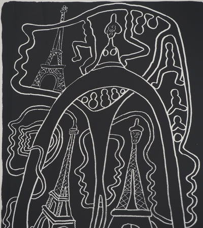 Yvon TAILLANDIER : La parisienne en noir sur blanc, Sérigraphie originale (photo de détail 3) - Crédit photo : Galerie Art.Paris