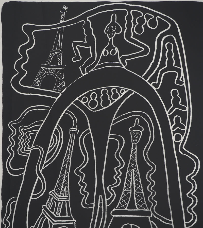Yvon TAILLANDIER : La parisienne en noir sur blanc, Sérigraphie originale (photo de détail 3) - Crédit photo : Galerie Art.Paris