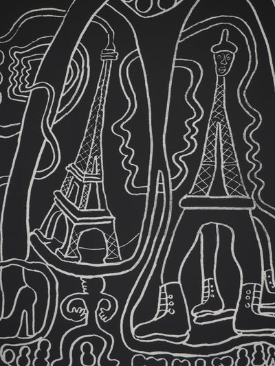 Yvon TAILLANDIER : La parisienne en noir sur blanc, Sérigraphie originale (photo de détail 6) - Crédit photo : Galerie Art.Paris