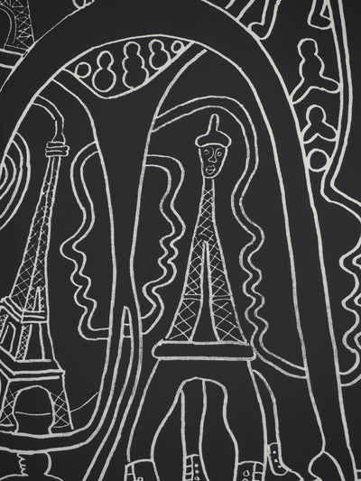 Yvon TAILLANDIER : La parisienne en noir sur blanc, Sérigraphie originale (photo de détail 7) - Crédit photo : Galerie Art.Paris