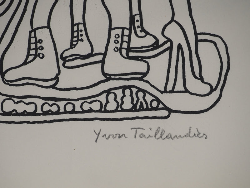 Yvon TAILLANDIER : La parisienne en traits noir sur blanc, Sérigraphie originale (photo de détail 2) - Crédit photo : Galerie Art.Paris