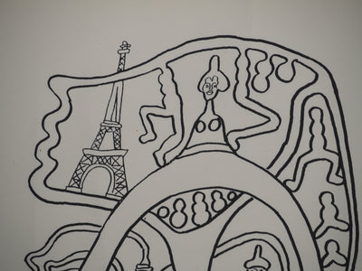 Yvon TAILLANDIER : La parisienne en traits noir sur blanc, Sérigraphie originale (photo de détail 4) - Crédit photo : Galerie Art.Paris
