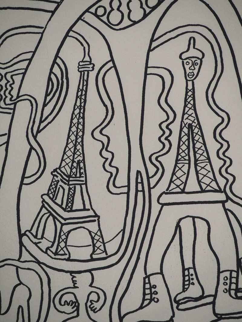 Yvon TAILLANDIER : La parisienne en traits noir sur blanc, Sérigraphie originale (photo de détail 5) - Crédit photo : Galerie Art.Paris