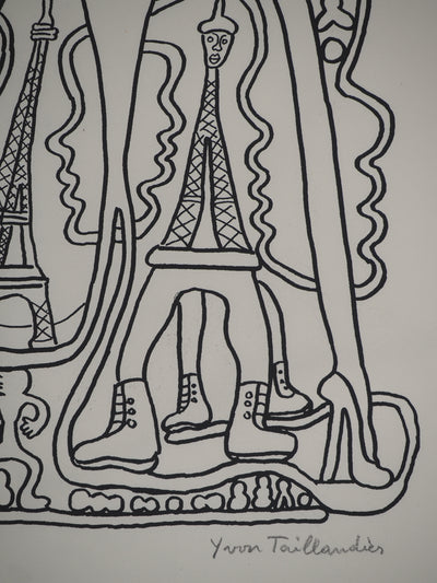 Yvon TAILLANDIER : La parisienne en traits noir sur blanc, Sérigraphie originale (photo de détail 6) - Crédit photo : Galerie Art.Paris