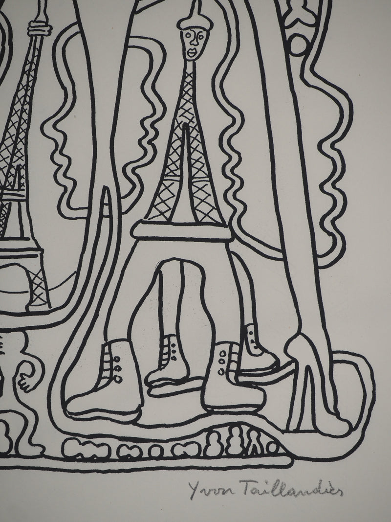 Yvon TAILLANDIER : La parisienne en traits noir sur blanc, Sérigraphie originale (photo de détail 6) - Crédit photo : Galerie Art.Paris