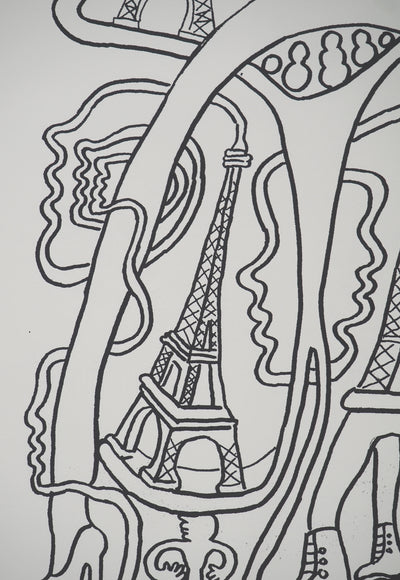 Yvon TAILLANDIER : La parisienne en traits noir sur blanc II, Sérigraphie originale (photo de détail 5) - Crédit photo : Galerie Art.Paris